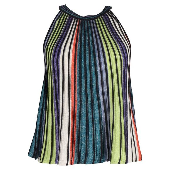 Missoni Tops - M Missoni Knit Detail Pleated Sleeveless Top in  Multicolor Striped Lurex